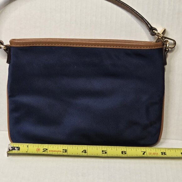 416. Michael Kors Navy Blue with Gold Accents - Wristlet Small Purse EUC Nylon - Picture 4 of 9